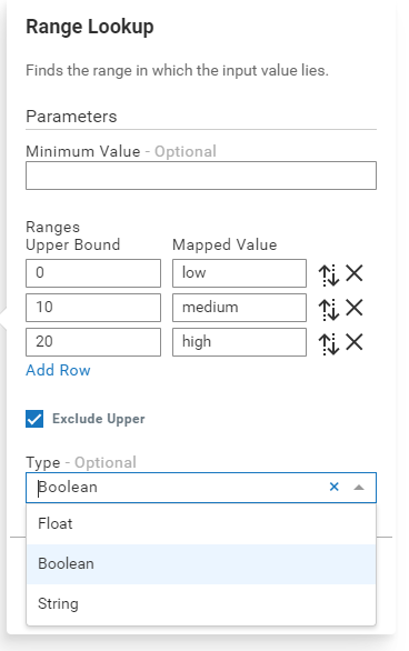 Range lookup block parameters